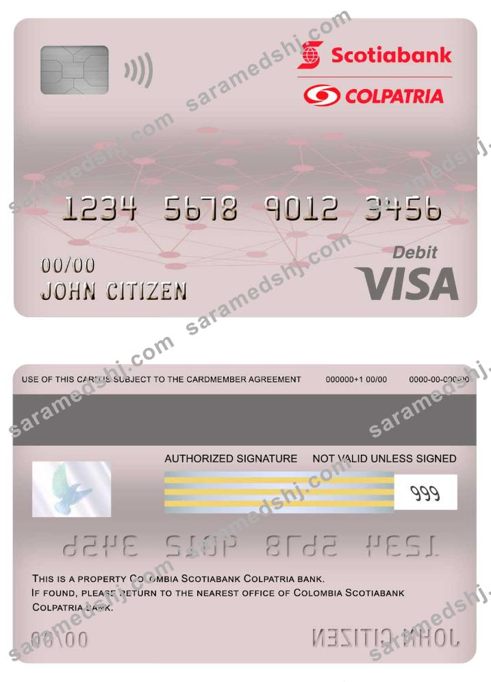 Colombia Scotiabank Colpatria bank visa debit card